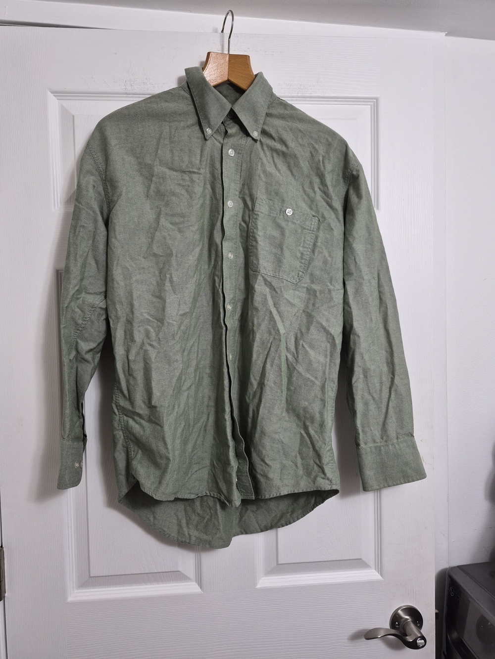 Oxford Sage Green Casual Button-Down Shirt 100% Cotton